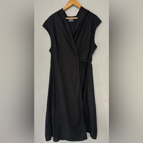 Anthropologie Maeve Hooded Poplin Tie Styling Cotton Midi Shirt Dress Size XL - Picture 7 of 8